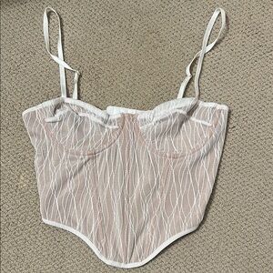 NWOT Chic White and Pink Patterned Corset Top